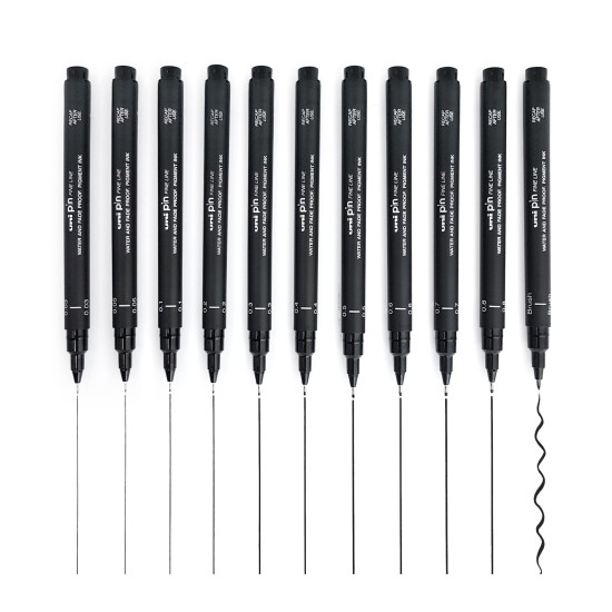 Uni Pin Fine Line Pens 12 Set, Black